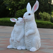 定制花园兔子摆件大号落地园林景观兔子装饰花园庭院大白兔玻璃钢