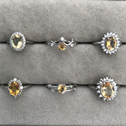天然黄水晶戒指女简约s925纯银，白铜托开口保色久潮人时尚饰品礼物