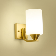 全铜壁灯led简约现代客厅楼梯过道背景墙美式卧室黄铜玻璃床头灯