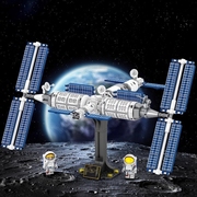 月球基地中国空间站积木，航天飞机火箭火星车模型，儿童益智拼装玩具