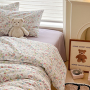 定制花花的下午茶 可爱兔兔卡通纯棉斜纹棉四件套 女生宿舍床品床