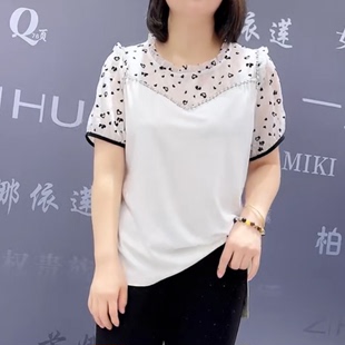 5033芮娜依莲夏季韩版宽松显瘦胖MM大码女装常规款短袖小衫潮