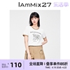 IAmMIX27夏季短袖针织小衫女套头亲肤薄款卡通白色圆领T恤女短款