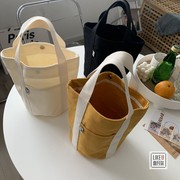 日系原创水桶型手提帆布包简约百搭文艺小容量便当餐盒小包男女