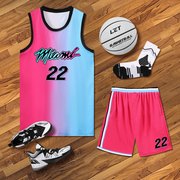 热火球衣定制夏季主客场22号巴特勒比赛队服儿童，篮球服订做城市版