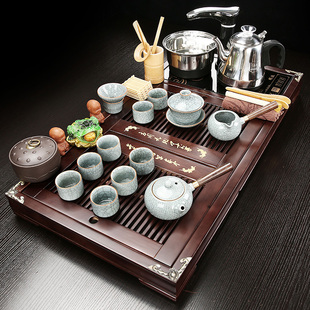 中迪茶具套装家用茶盘全自动带电磁炉一体实木茶台烧水壶功夫茶道