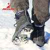 捷威登山鞋男女冬季加绒保暖户外鞋高帮，防滑耐磨真皮徒步鞋棉鞋