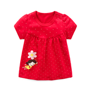 0-1-2岁女宝宝夏装女婴儿小裙子女，宝公主裙女童红色连衣裙幼儿装