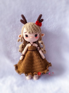 手工毛线娃娃钩针成品麋鹿圣诞精灵送闺蜜送女友生日礼物创意玩偶