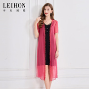 leihon李红国际玫红色外披时尚，色系精致立体装饰h版显瘦外套