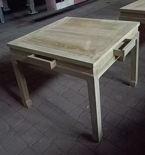 北方榆木家具餐桌饭桌白坯小户型实木桌新中式整装方形