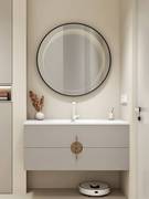 奶油风可丽耐一体盆浴室柜组合高端实木烤漆卫生间洗漱台盆柜