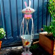 铁艺可爱花桶花架庭院客厅铁线莲爬藤架支架兔子摆件装饰花盆陶瓷