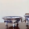 三足手绘青花瓷陶瓷水果盘创意新中式装饰器皿茶几摆件大号工艺品