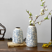 复古斑驳做旧青花瓷花瓶大陶瓷，摆件创意客厅水养，插花高级感新中式
