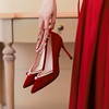 婚鞋女红色高跟鞋2023年婚纱，秀禾两穿新娘鞋珍珠，一字扣单鞋夏
