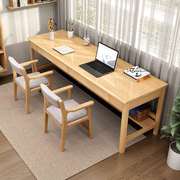 儿童二人书桌简约家用小学生写字桌成人卧室双人办公桌实木学习桌