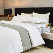 酒店床品四件套宾馆床上用品，纯白色被套床单民宿布草公寓被褥单人