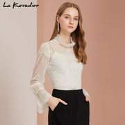lakoradior拉珂蒂法式长袖蕾丝套头衬衫气质，雪纺衫秋季