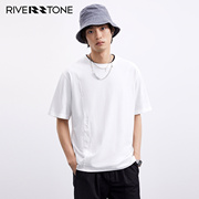 RS男装夏装设计感时尚白色短袖T恤2024夏季男生透气薄款上衣