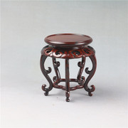 红酸枝茶壶茶杯香，几新中式实木圆形花瓶盆景，摆件古玩木雕底座