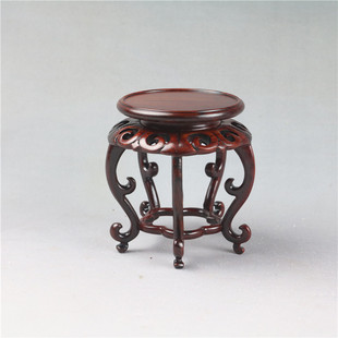红酸枝茶壶茶杯香，几新中式实木圆形，花瓶盆景摆件古玩木雕底座
