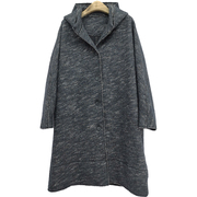 氧气生活色织羊毛呢子大衣，中长款秋冬季女装外套连帽n1x4202