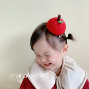 小礼帽立体苹果女童，发夹头饰宝宝夹子可爱超萌橘子，手工羊毛毡发卡