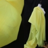 柠檬黄棉感纱人造纯色柔软褶皱肌理，棉感汉服毕设计师，布面料(布面料)
