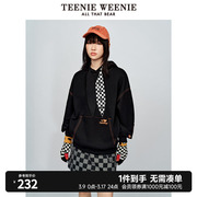 teenieweenie小熊春装宽松个性时尚，抽绳连帽卫衣上衣女