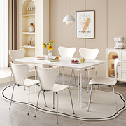 岩板餐桌家用亚克力小户型轻奢现代简约大理石餐桌椅组合实木饭桌