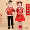 元旦儿童喜庆演出服加绒中国风男女童拜年服过新年服装红色冬唐装