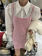 韩系纯色简约时尚针织吊带中长款背心，女2024新高级(新高级)感洋气百搭上衣