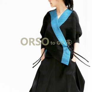 ORSO设计师原创女装褶皱系带上衣唐装女复古开衫宽松大码