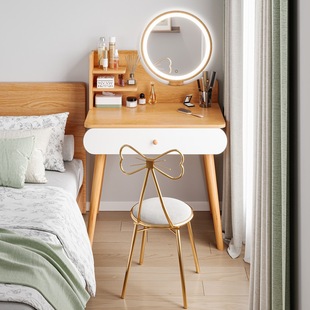 梳妆台卧室现代简约小户型主卧北欧书桌，储物柜一体化妆镜桌子