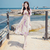 2024夏季女装气质温柔风紫色雪纺大摆连衣裙海边度假仙女裙