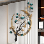 新中式发财树客厅挂钟轻奢玄关，沙发背景墙壁饰，银杏叶艺术创意装饰
