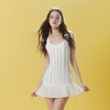 redolence拼接百褶绑带连衣裙，夏季2024设计感显瘦白色短裙