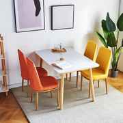 北欧现代简约餐桌椅组合岩板实木家用小户型长方形钢化玻璃吃饭桌