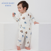 Aimer Baby爱慕婴儿亲亲安睡中性婴幼系绳长袖连体爬服AB3755991