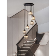 复式楼梯间长吊灯别墅客厅灯具现代简约大气水晶北欧十大名牌灯具
