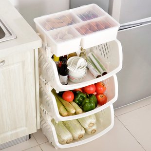 厨房蔬菜置物架收纳筐多层水果菜，架子家用放菜盒转角落地篮子盒子