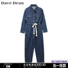 商场同款davedean女装，蓝色收腰牛仔连体裤九分连衣裤150166