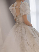 法式婚纱2023新娘主纱重工，宫廷风大气，优雅出门大拖尾孕妇婚纱