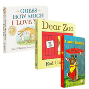  英文原版低幼儿童纸板书3册 dear zoo动物园 I Am a Bunny 我是一只兔子 猜猜我有多爱你 廖彩杏赠音频中商原版