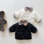 婴幼儿冬装0-3岁宝宝纯色风衣夹，棉外套拼色格子洋气婴童上衣外套