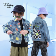 迪士尼童装男童梭织时尚牛仔，外套宝宝儿童米奇卡通上衣外套洋气
