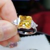 镀18k白金黄色冰花，高碳钻石戒指女奢华5克拉仿真钻石戒指ins饰品