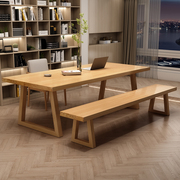 美式实木台式电脑桌家用办公桌，简约现代工作，台长条桌卧室写字书桌