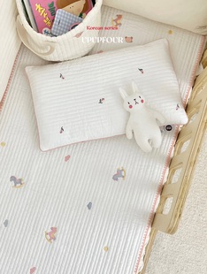upupfour出口100支棉，新生婴儿纯棉绗缝枕套，透气婴幼儿柔软枕套